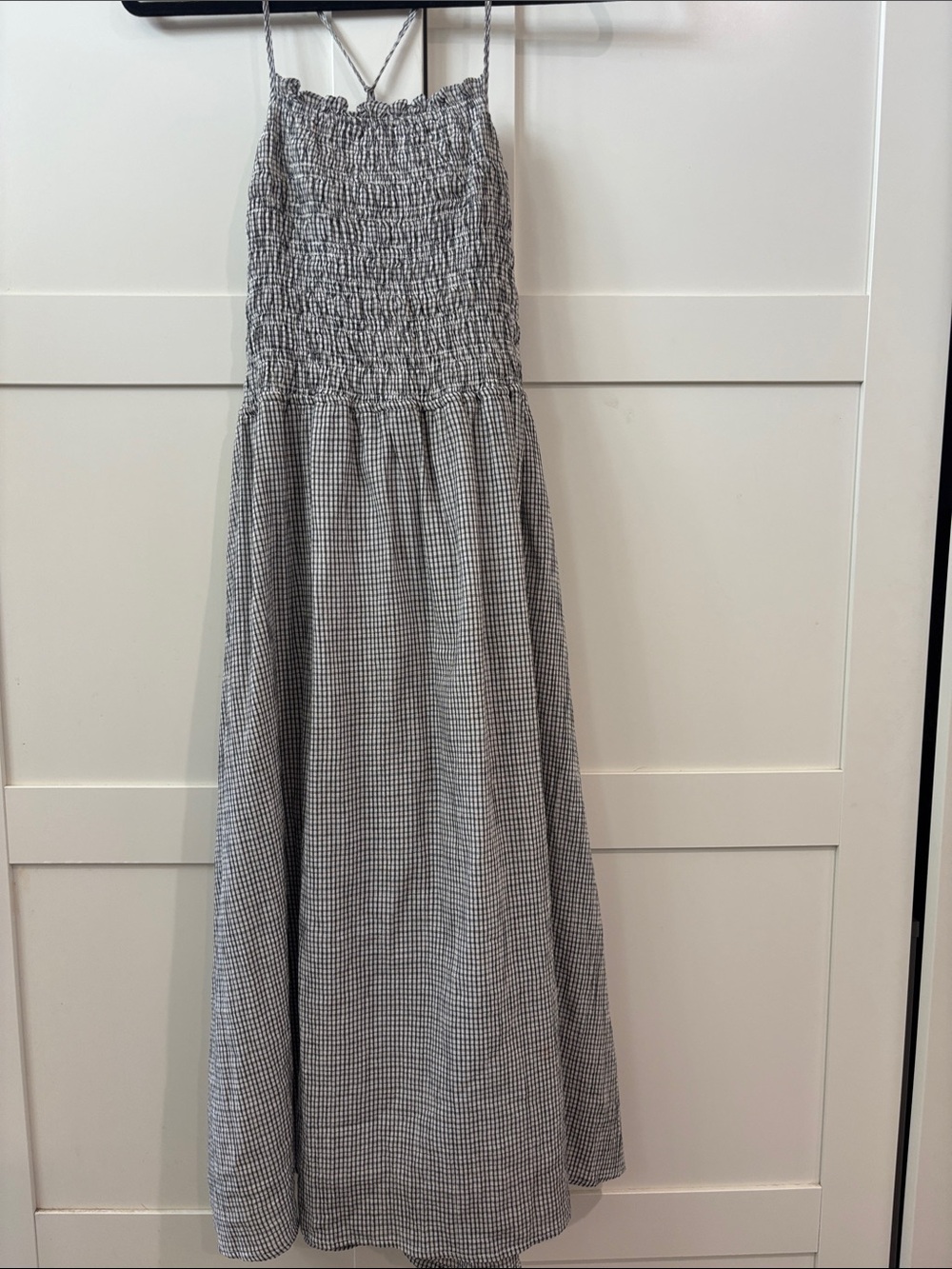 Madewell Mod Ref Smocked Gingham Cotton Midi Dress — Small